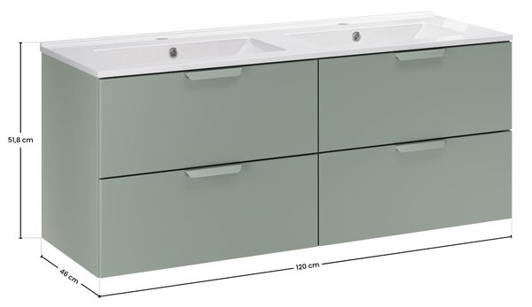 Comad Koupelnová skříňka s nábytkovým dvojumyvadlem Aster Green 120 zelená