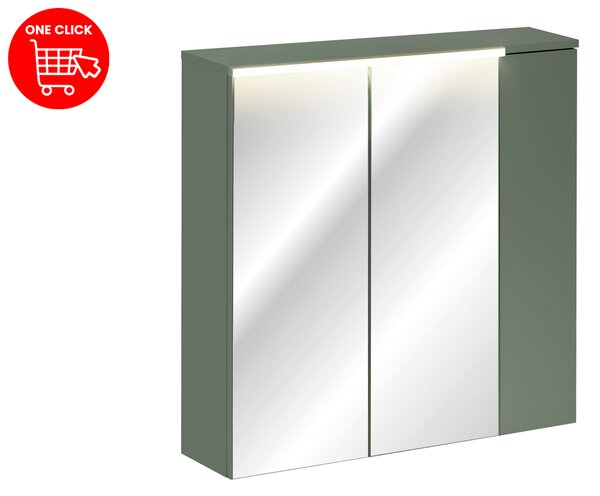 Comad Zrcadlová skříňka bez osvětlení Sombra Green 80 rákosově zelená s regálem