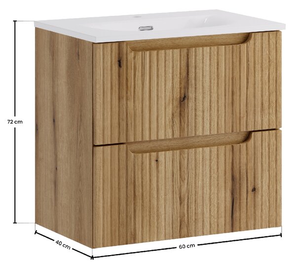 Comad Koupelnová skříňka s nábytkovým umyvadlem Nova Coast Evoke 60 dub coast evoke