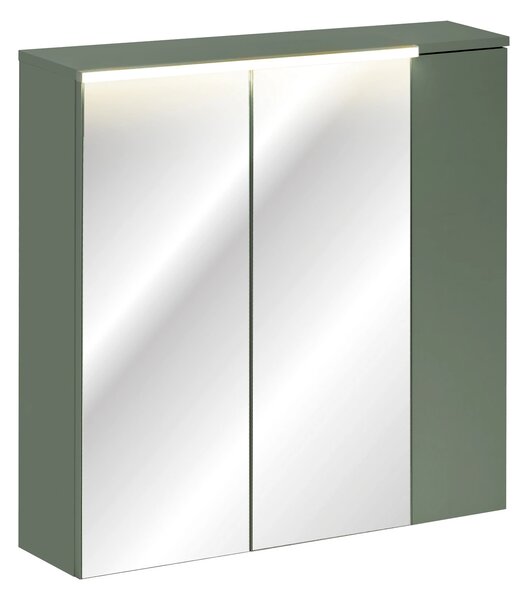 Comad Zrcadlová skříňka bez osvětlení Sombra Green 80 rákosově zelená s regálem