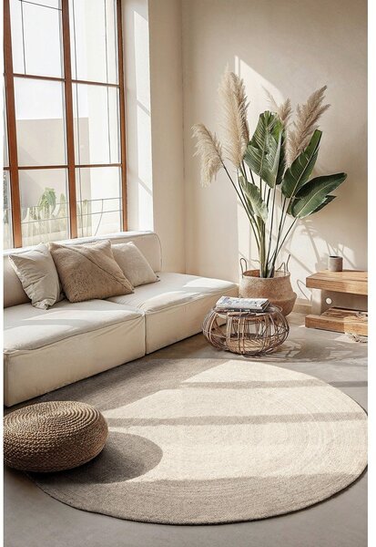 Krémový oboustranný/ručně tkaný jutový kulatý koberec ø 100 cm Braided – Hanse Home