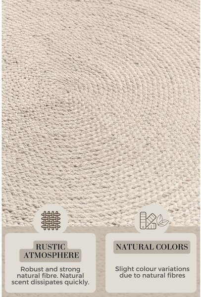 Krémový oboustranný/ručně tkaný jutový kulatý koberec ø 100 cm Braided – Hanse Home