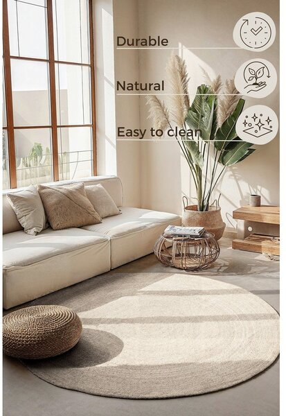 Krémový oboustranný/ručně tkaný jutový kulatý koberec ø 100 cm Braided – Hanse Home