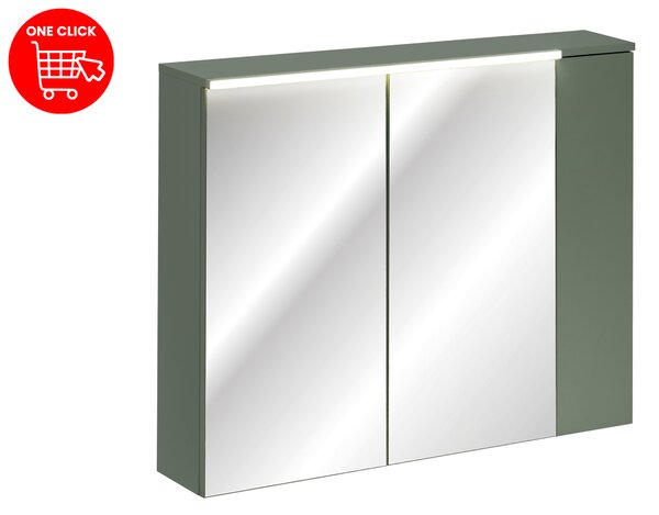 Comad Zrcadlová skříňka bez osvětlení Sombra Green 100 rákosově zelená s regálem