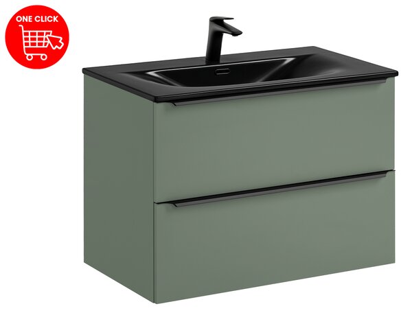 Comad Koupelnová skříňka s nábytkovým umyvadlem Sombra Green 80 rákosově zelená s baterií