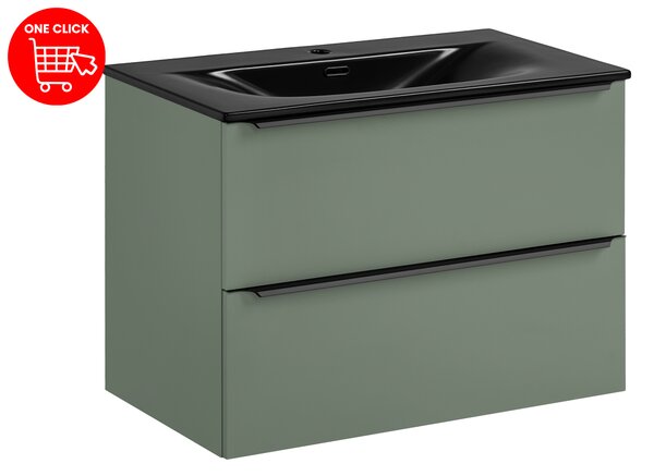 Comad Koupelnová skříňka s nábytkovým umyvadlem Sombra Green 80 rákosově zelená se zásuvkami