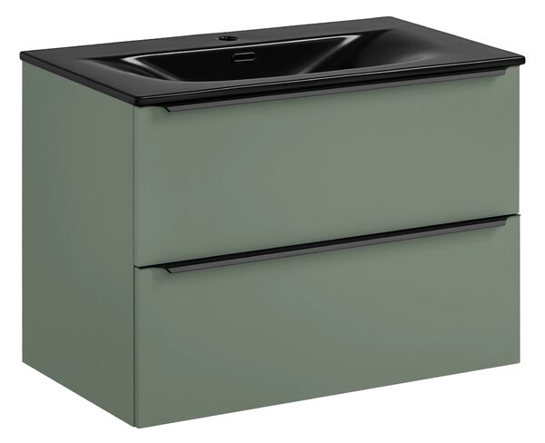 Comad Koupelnová skříňka s nábytkovým umyvadlem Sombra Green 80 rákosově zelená se zásuvkami