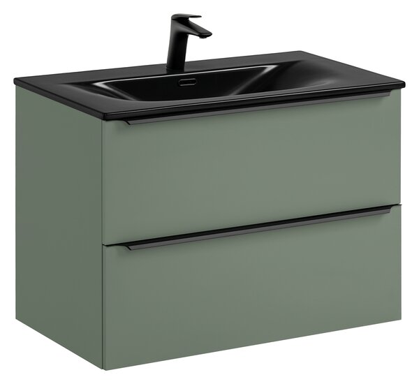 Comad Koupelnová skříňka s nábytkovým umyvadlem Sombra Green 80 rákosově zelená s baterií