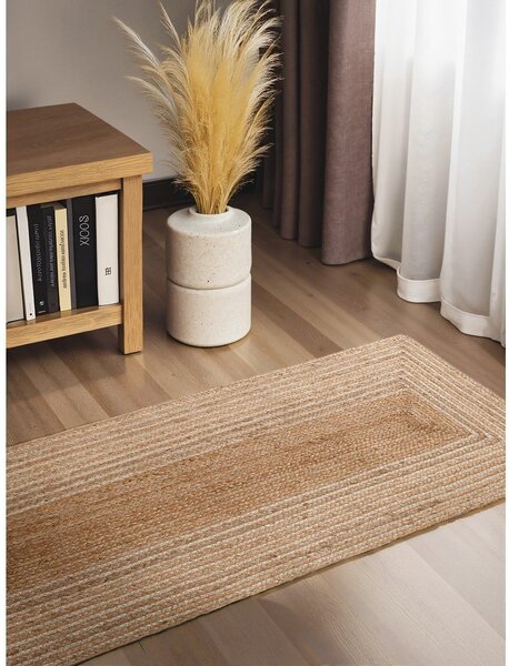 Oboustranný/ručně tkaný jutový běhoun v přírodní barvě/ve světle přírodní barvě 80x200 cm Juno – Hanse Home