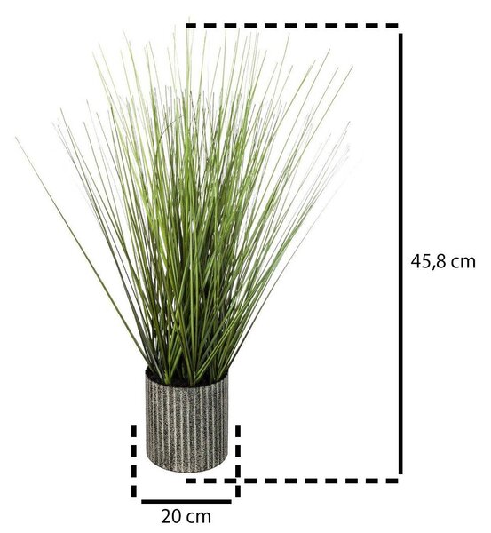 Umělá rostlina TRÁVA, 45 cm, šedý květináč