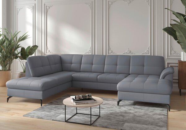 SEDACÍ SOUPRAVA, textil, kůže, šedomodrá Sit & More - Sedací soupravy, Online Only