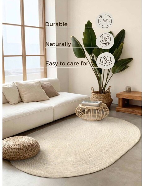 Krémový oboustranný/ručně tkaný jutový koberec 160x230 cm Braided – Hanse Home