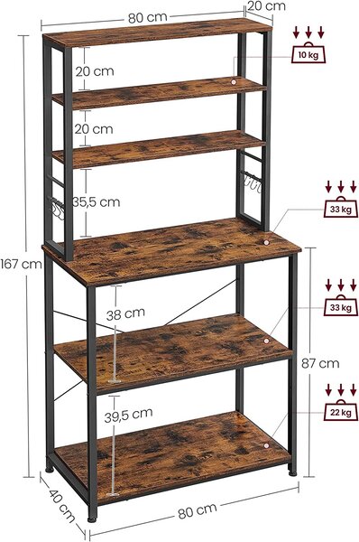 SONGMICS Kuchyňský regál industriální 6 polic