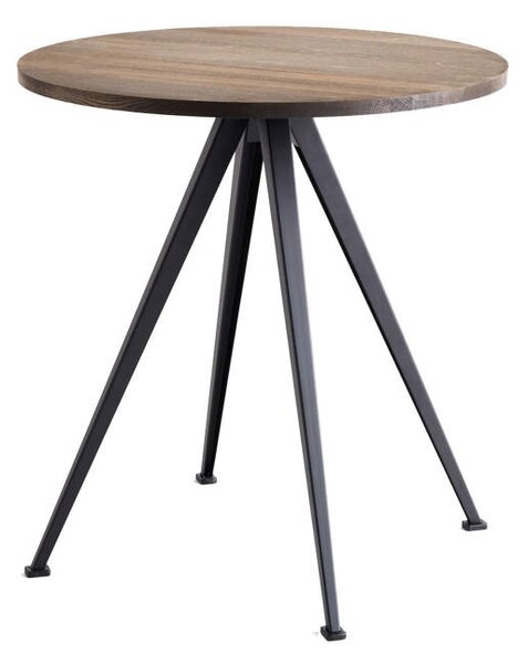 HAY Ex-display stůl Pyramid Table 21, Ø70 x 74 cm, black steel / smoked oak