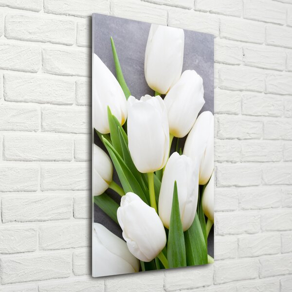 Vertikální Foto obraz fotografie na skle Bílé tulipány osv-104270630
