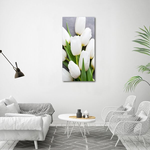 Vertikální Foto obraz na plátně Bílé tulipány ocv-104270630