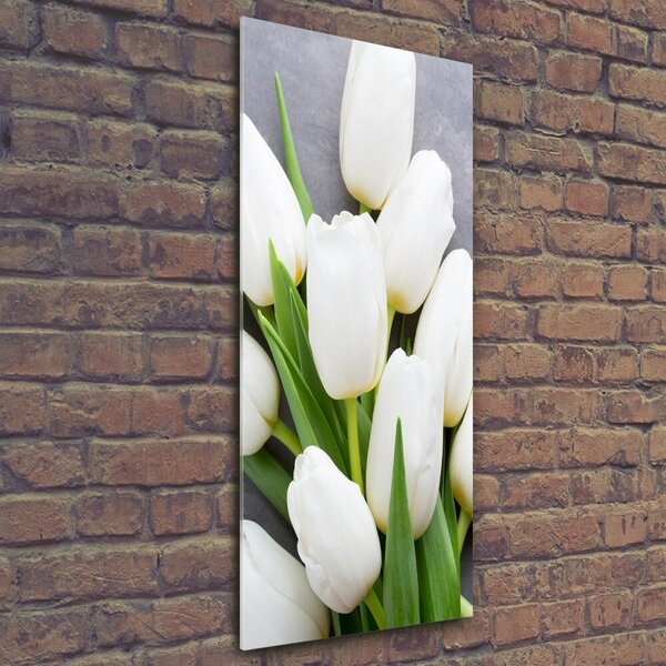 Vertikální Foto obraz fotografie na skle Bílé tulipány osv-104270630