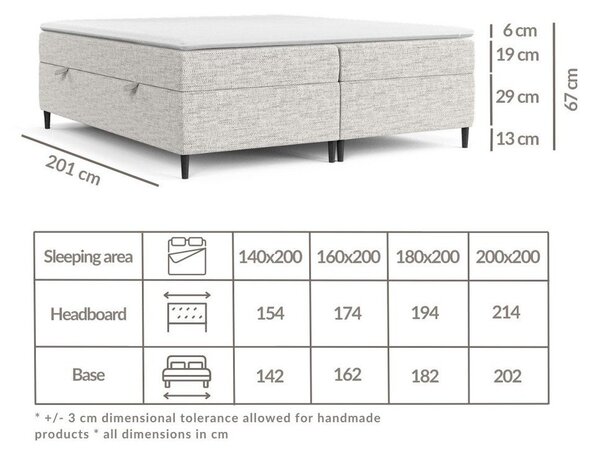 Krémová boxspring postel s úložným prostorem 160x200 cm Araya – Maison de Rêve