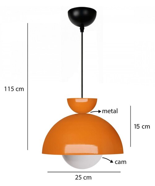 Oranžové závěsné svítidlo s kovovým stínidlem ø 25 cm Arta – Opviq lights