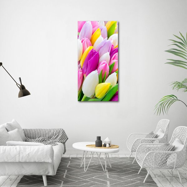 Vertikální Foto obraz na plátně Barevné tulipány ocv-104468261