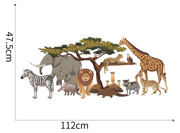 Samolepka na zeď "Africká zvířata" 112x47cm