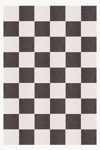 Ručně tkaný vlněný koberec's nízkým vlasem Chess Flatweave