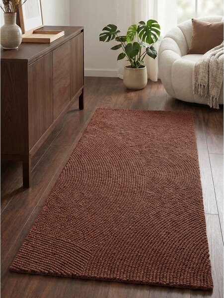 Ručně tkaný vlněný běhoun v cihlové barvě 80x200 cm Calmio – Hanse Home