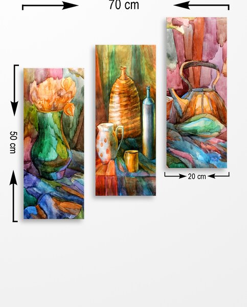 ASIR Obraz na MDF 3ks BAREVNÁ ZÁTIŠÍ 20 x 50 cm