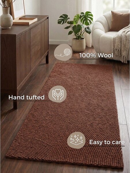 Ručně tkaný vlněný běhoun v cihlové barvě 80x200 cm Calmio – Hanse Home