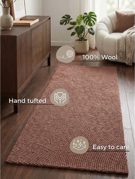 Ručně tkaný vlněný běhoun v terakotové barvě 80x200 cm Calmio – Hanse Home