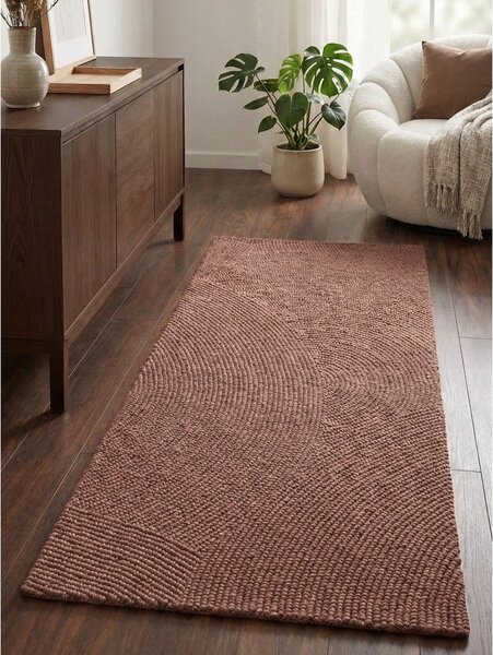 Ručně tkaný vlněný běhoun v terakotové barvě 80x200 cm Calmio – Hanse Home