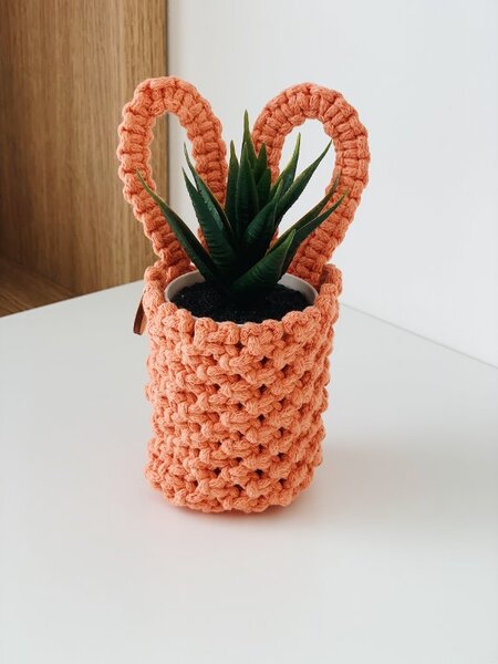BRIMOON Košíček kosmetický zajíček 17 cm Barva: Lososová
