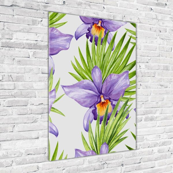 Vertikální Foto obraz skleněný svislý Orchidej a palmy osv-104930061