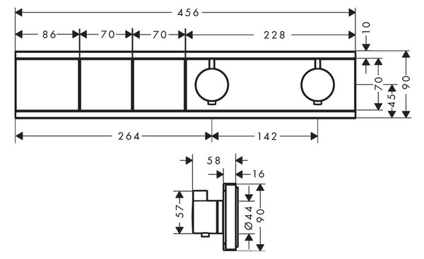 Hansgrohe RainSelect termostat pro podomítkovou instalaci pro 2 spotřebiče, kartáčovaný černý chrom 15380340