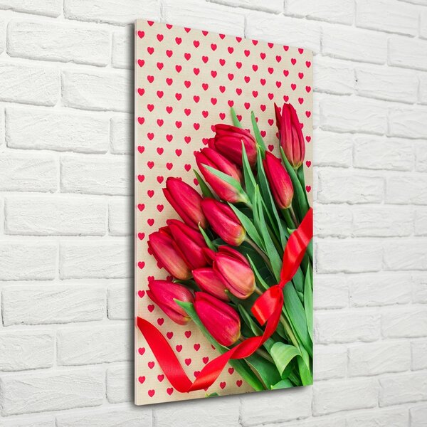 Vertikální Fotoobraz na skle Červené tulipány osv-104956051