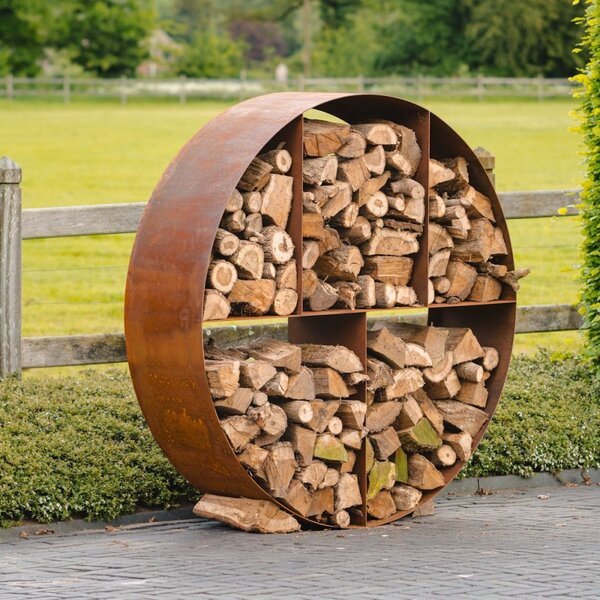 Cortenový kulatý dřevník CIRCLE Ø 1 000 × 400 mm