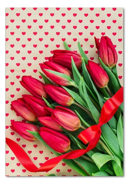 Vertikální Fotoobraz na skle Červené tulipány osv-104956051