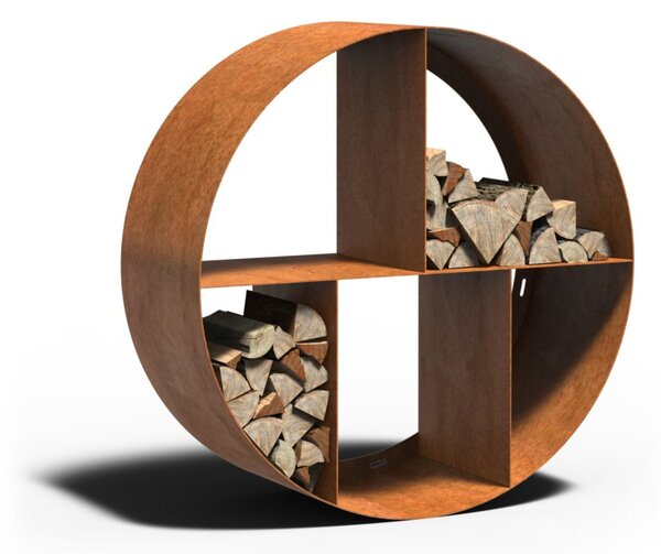 Cortenový kulatý dřevník CIRCLE Ø 1 000 × 400 mm