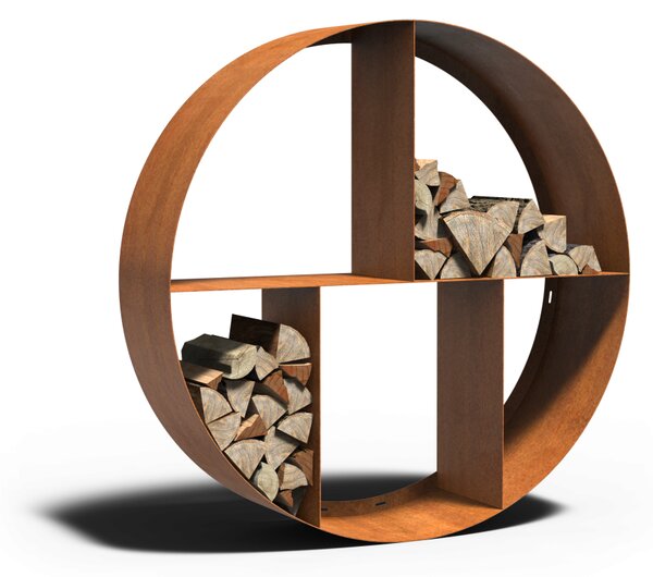 Cortenový kulatý dřevník CIRCLE Ø 1 000 × 400 mm
