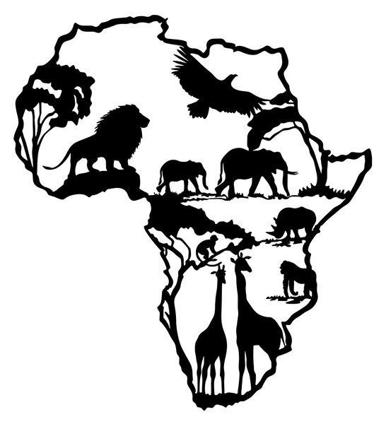 ASIR Nástěnná dekorace kov AFRIKA 52 x 57 cm