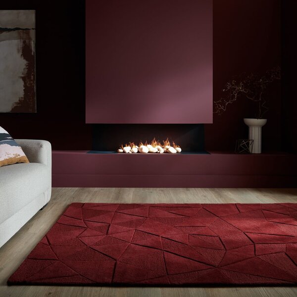 Vínový ručně tkaný vlněný koberec 160x230 cm Shard Red – Flair Rugs