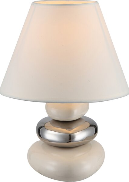 Globo 21686 TRAVIS - Stolní lampička s keramickým podstavcem 1 x E14, 23cm (Stolní lampa s keramickým podstavcem a textilním stínidlem)