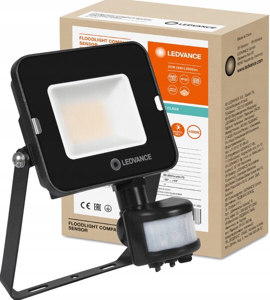 LED reflektor Ledvance 20W černý IP65 senzor pohybu 4000K