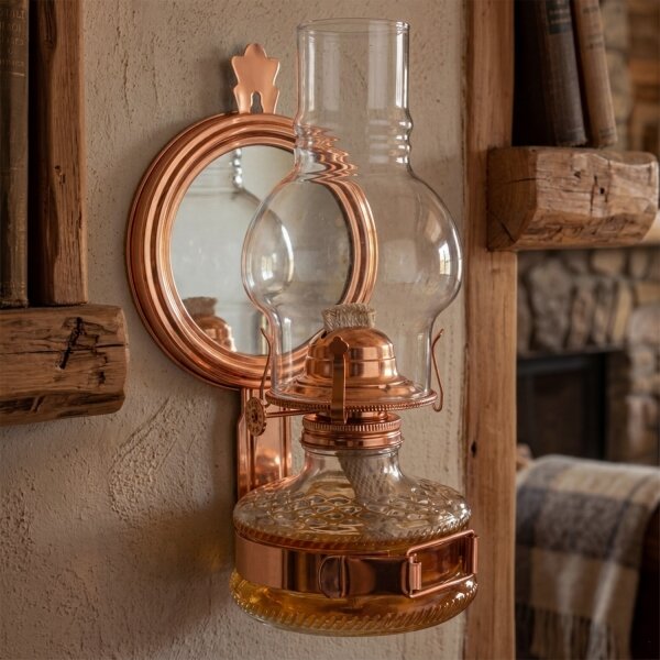 Brilagi - Petrolejová lampa se zrcadlem MERLIN měděná/patina