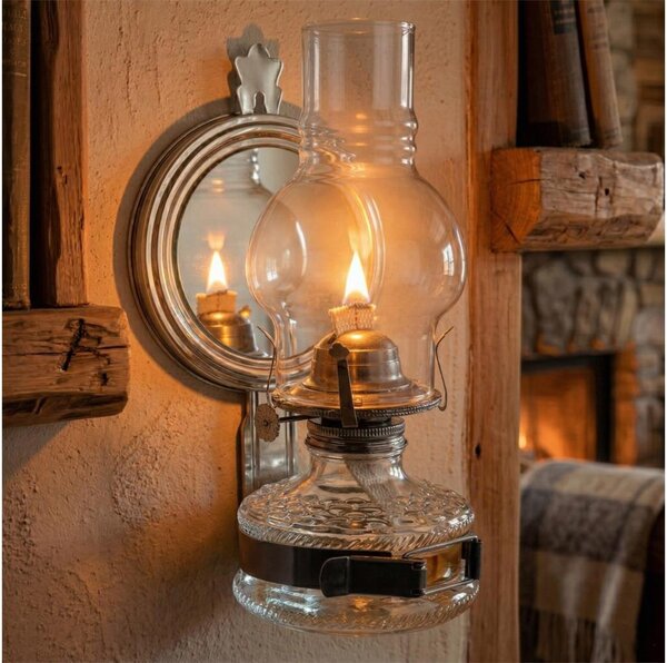 Brilagi - Petrolejová lampa se zrcadlem MERLIN černý chrom