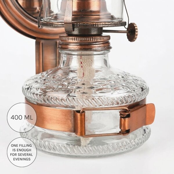 Brilagi - Petrolejová lampa se zrcadlem MERLIN měděná/patina