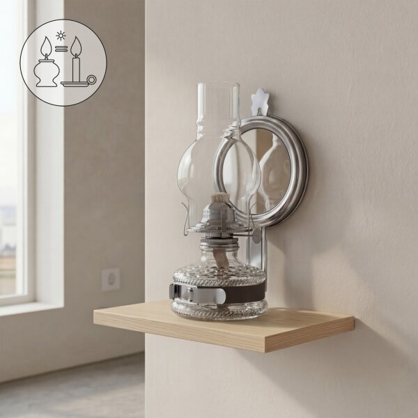 Brilagi - Petrolejová lampa se zrcadlem MERLIN černý chrom