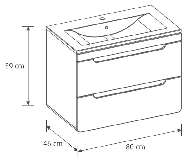 Comad Umyvadlová skříňka Aruba 821 2S dub craft zlatý