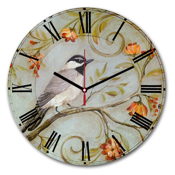 ASIR Nástěnné hodiny MDF PTÁČEK šedý 30 x 30 cm