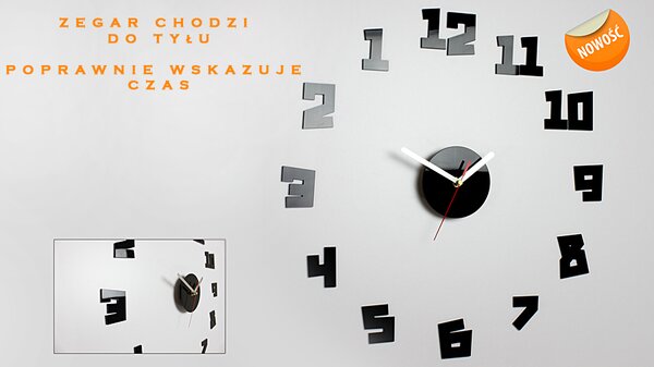 Nástěnné hodiny jdoucí pozpátku ANTIHODINY 12